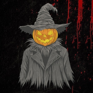 Kürbiskopf Hexe Rücken Patch Stickerei - Dark Gothic Jacke Design, große Maschinenstickerei
