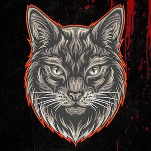 Wild Lynx Cat Embroidery Design | Dark Tribal Tattoo Line Art | Machine File (Digital Download)