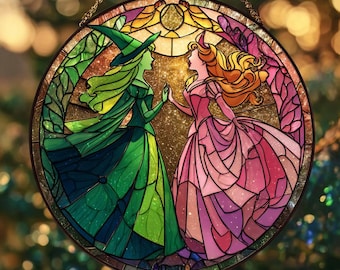 Atrapasueños acrílico de Elphaba y Glinda, mejores amigas: un adorno musical genial para Navidad.