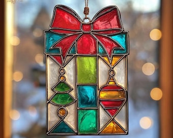 ステンドグラス クリスマスリース ✴︎:.｡光の魔法を纏うステンドグラスのクリスマスリース（グリーン