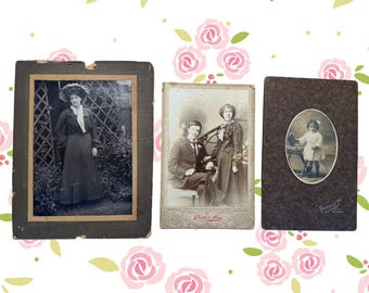 Set of 3 Original Edwardian Vintage Black and White Photos | Sepia Photo | Scrapbooking |