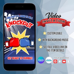 Boxing Birthday Invitation, Boxing Party Invitation, Knockout Boxing Party, Boxing Theme Birthday, Sports Invite, Birthday Video Invitation