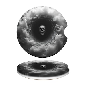 Spooky Halloween Car Coasters: Gothic Ceramic Cup Holder Set
