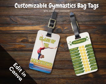 DIY Gymnastics Bag Tag Template | Editable Meet Checklist (Digital Download)