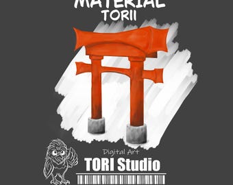 Conjunto de imagens de portões Torii | Textura pictórica em estilo esboço PNG | Download digital