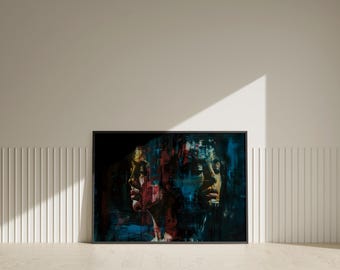 Abstraktes Portrait – Digitale Wandkunst | Stimmungsvolles Gesicht | Moderne expressionistische druckbare Kunst | Sofortiger digitaler Download