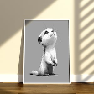 Cute Meerkat Living Room Poster, Animal Wall Art, Printable Vintage Print, Wall Decor Poster, Digital Download, Cute Gift for kids