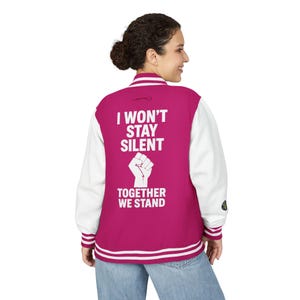 Unisex Heavyweight Letterman Jacket with Empowering Message | Streetwear, Casual Wear, Graduation Gift, Protest Wear, Unisex Fashion
