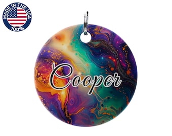 Galaxy Swirl Personalized Dog Tag, Custom Pet ID Tag, Colorful Dog Name Tag, Cosmic Cat Tag, Unique Space Pet Collar Tag
