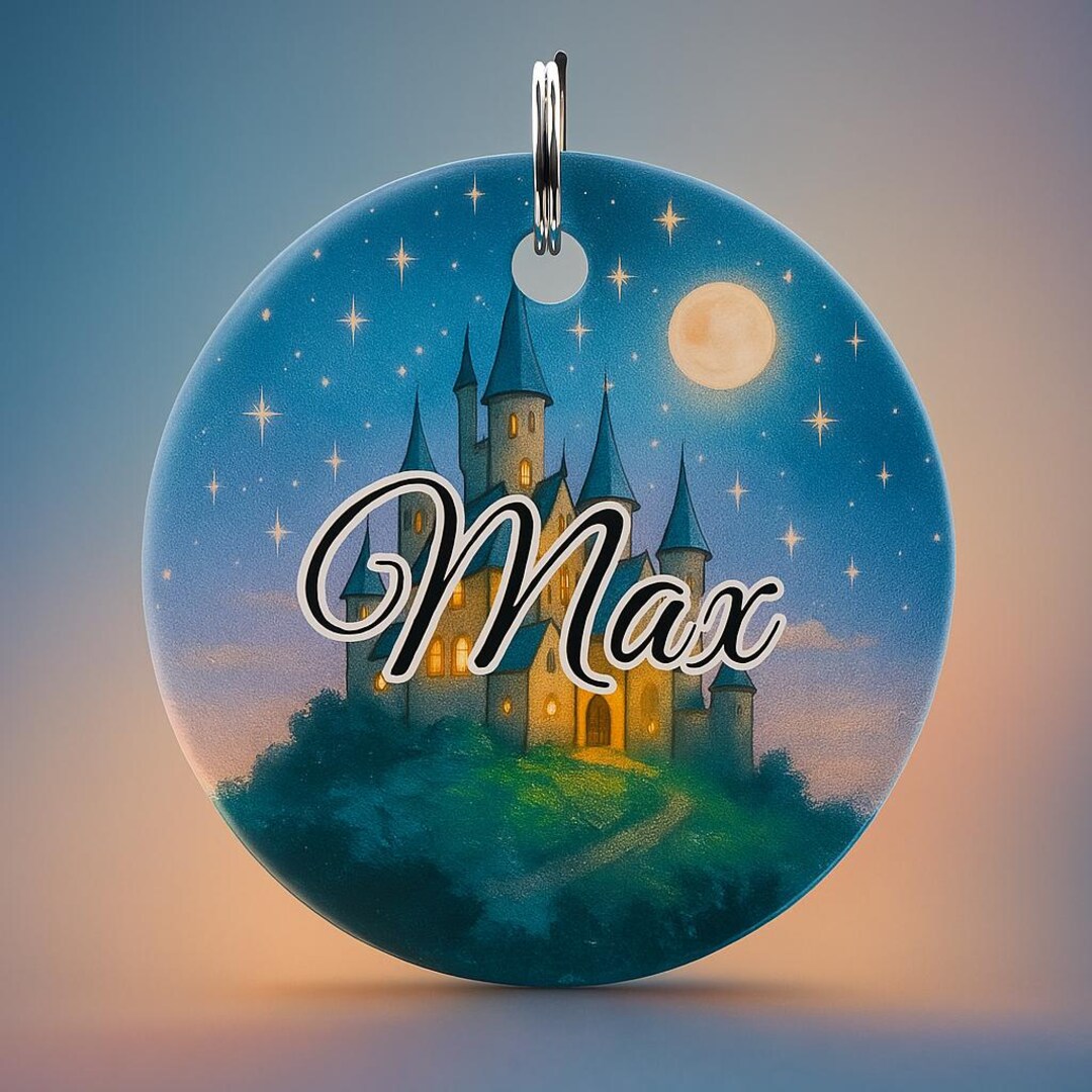 Fantasy Castle Personalized Dog ID Tag, Custom Pet Name Tag, Magical ...