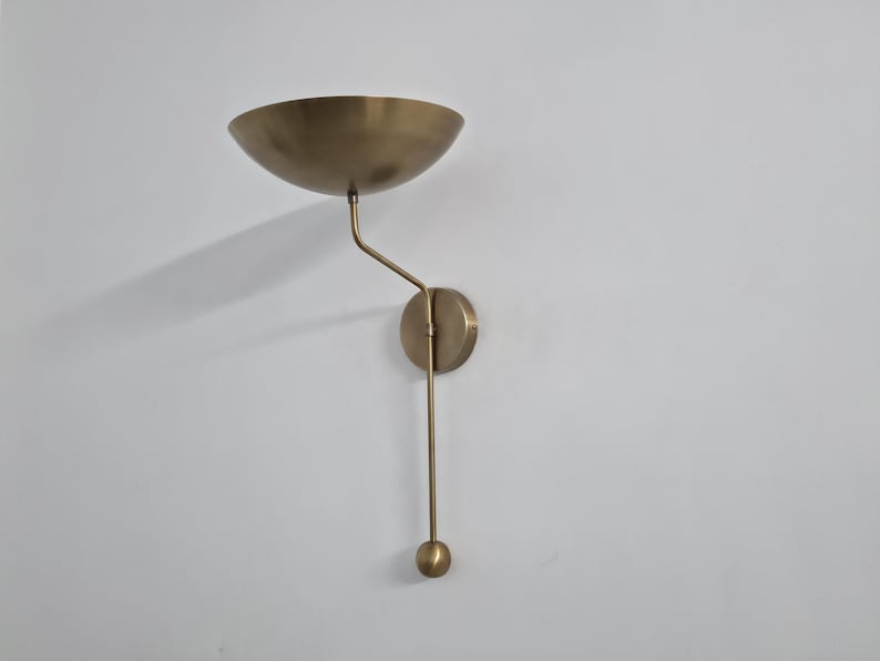 Modern Minimalist Brass Sconce – Uplight Wall Lamp with Pendulum Detail image 1