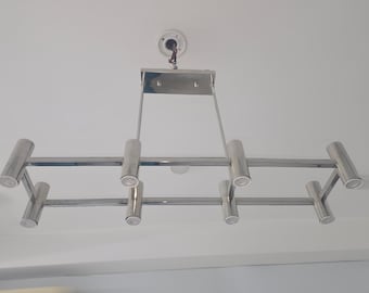 Moderne lineare Pendelleuchte, minimalistischer Chrom 8-Licht-Kronleuchter, architektonische Beleuchtung für die Insel