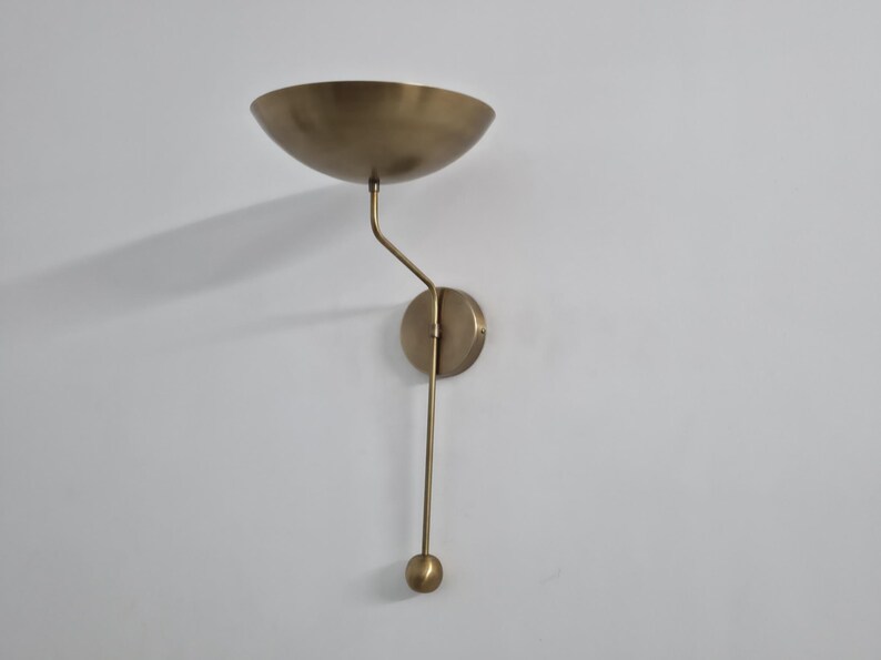 Modern Minimalist Brass Sconce – Uplight Wall Lamp with Pendulum Detail image 3