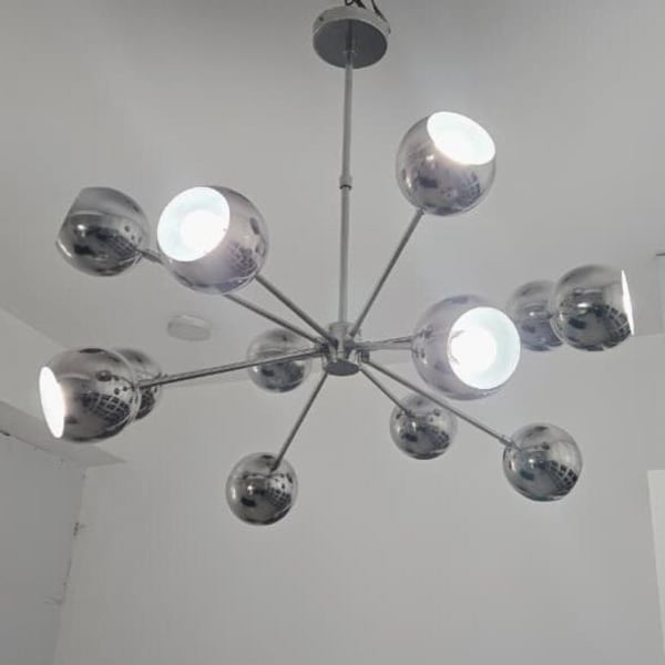 Mid Century Modern Chrome Sputnik Chandelier - 12-Light Eyeball Pendant Light
