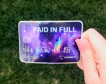 Jesus Holographic Credit Card Sticker: Paid in Full