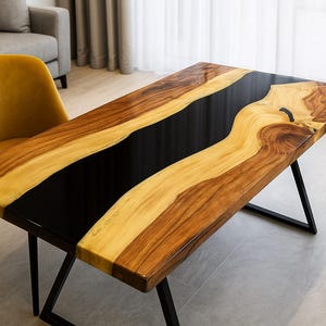 Live Edge Acacia Wood and Resin Table Top, Custom Made ,Handmade,Modern Furniture