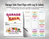 Garage Sale Flyer Sign Template | Yard Sale Flyer Sign Template |  Yard Sale Printable | Garage Sale Printable | Neighborhood Yard Sale