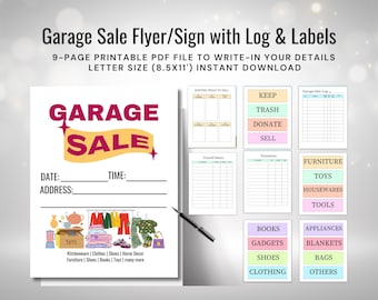 Plantilla de cartel para volante de venta de garaje / Plantilla de cartel para volante de venta de garaje / Imprimible para venta de garaje / Imprimible para venta de garaje de barrio
