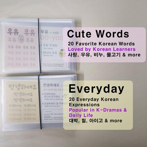 Cute Korean Workbook | Learn Korean | Korean Flashcards | Korean Handwriting Practice | Korean for Beginners | Reusable Flash Cards Bundle (Vol.1+2)