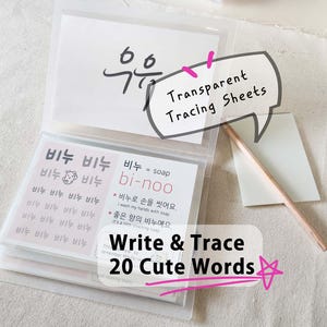 Cute Korean Workbook | Learn Korean | Korean Flashcards | Korean Handwriting Practice | Korean for Beginners | Reusable Flash Cards