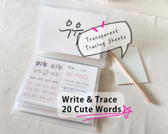 Cute Korean Workbook | Learn Korean | Korean Flashcards | Korean Handwriting Practice | Korean for Beginners | Reusable Flash Cards