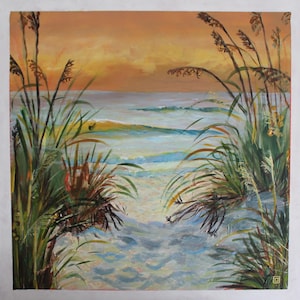 Framed Acrylic Painting - Sunset at the Beach
