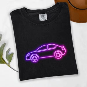 Neon Car Synthwave Tee: Retro 80s Vaporwave Comfort Colors Shirt