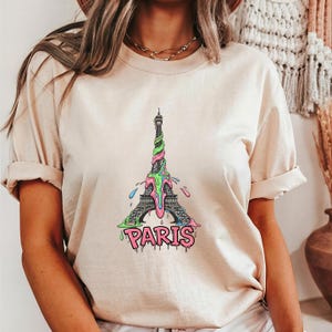Melting Eiffel Tower T-Shirt: Comfort Colors Unisex Drip Art Tee