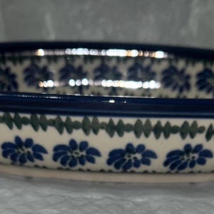 Zaklady Ceramiczne Boleslawiec Polish Pottery Oval Baker 8”x5”  Blue,  1744