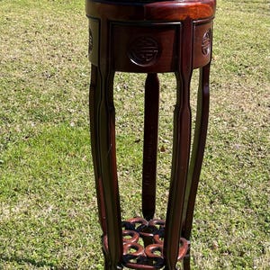 37” x 12” Oriental Rosewood  Carved Plant Stand Vintage
