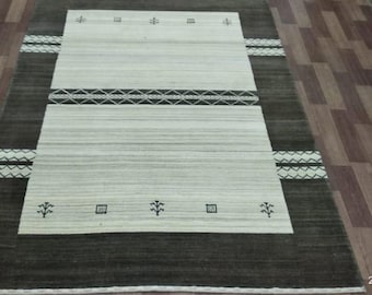 Hand-loomed Brown & Ivory Wool Rug: Berber Tribal Boho Decor