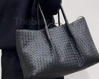 Handgewebte Einkaufstasche aus Veganem Leder: Pendlertasche mit großer Kapazität