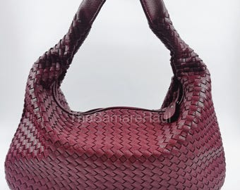 Handgewebte Crescent Moon Umhängetasche: PU-Leder mit großer Kapazität