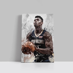 Zion Williamson Canvas New Orleans Pelicans Poster Basketball Wall Art NBA Framed Canvas Print Sports Home Decor K107 Birthday Gift