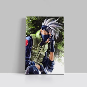 Kakashi Hatake Canvas Naruto Anime Poster Wall Art Cartoon Framed Canvas Print Manga Series Home Decor J62 Birthday Gift