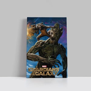 Rocket Groot Canvas Guardians of the Galaxy Poster Racoon Wall Art Star Lord Framed Canvas Print Movie Home Decor J122 Birthday Gift