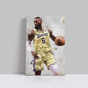 Lebron James Canvas Los Angeles Lakers Poster Basketball Wall Art NBA Framed Canvas Print Sports Home Decor K92 Birthday Gift