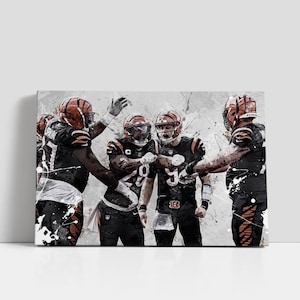 Cincinnati Bengals Poster Joe Burrow Ja&#39;Marr Chase Canvas Football Wall Art NFL Framed Canvas Print Sports Home Decor K114 Birthday Gift