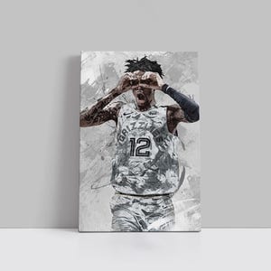 Ja Morant Canvas Memphis Grizzlies Poster Basketball Wall Art NBA Framed Canvas Print Sports Home Decor K73 Birthday Gift