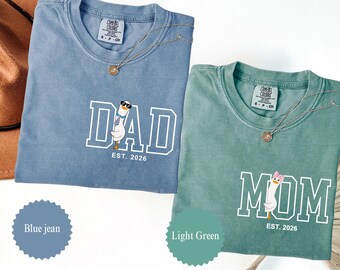Custom Mom Dad Silly Goose Comfort Colors® T-Shirt, Personalized Mom & Dad Pocket Tee, Matching Parents Outfit, Pregnancy Announcement Gift