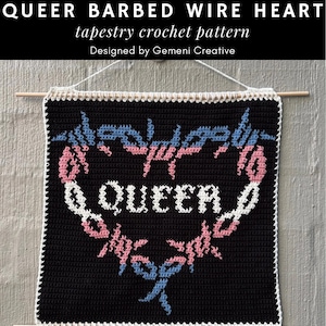 Patrón de tapiz de ganchillo para colgar en la pared con forma de corazón de alambre de púas (descarga en PDF)