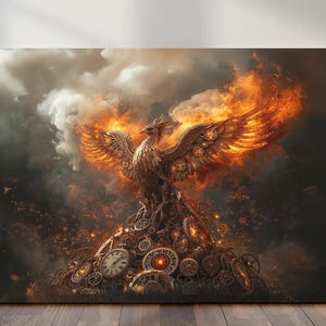 Uhrwerk Phoenix Memory | Mechanischer Feuervogel, Steampunk Fabelwesen Kunst