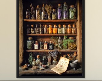 Victorian Herbal Apothecary | Dark Academia Apothecary Wall Art