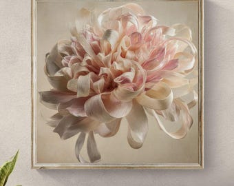 Quadro con fiori a nastro / Tela floreale quadrata per un arredamento dai toni neutri e delicati.