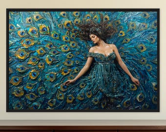 Enchanted Peacock Woman Wall Art