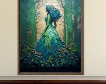 Forest Goddess Botanical Fantasy Canvas Print | Enchanted Nature Wall Art