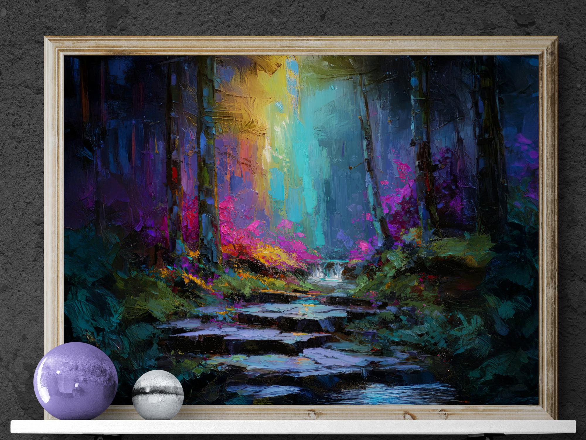 Enchanted Forest Path Wall Art | Colorful Fantasy Landscape - Etsy