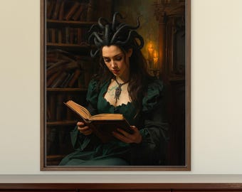 Medusa Gothic Library | Dark Feminine Gothic Wall Art
