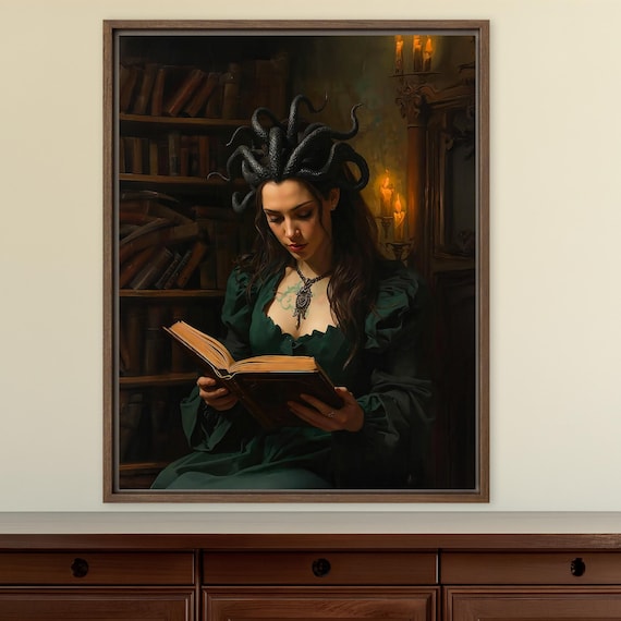 Medusa Gothic Library | Dark Feminine Gothic Wall Art