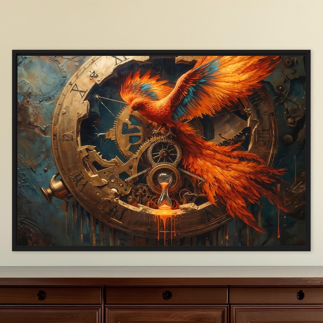 Phoenix of Time – Phoenix Wall Art, Fantasy Clockwork Canvas & Print - Etsy